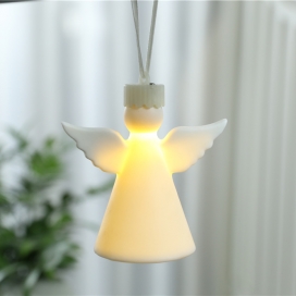 CERAMIC ORNAMENT ANGEL WITH LED LIGHT